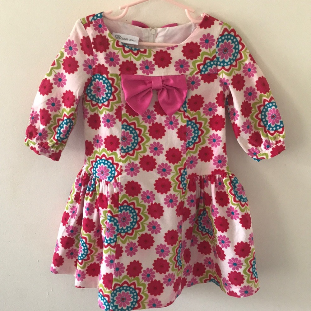 Corduroy Multi color quarter length sleeve dress